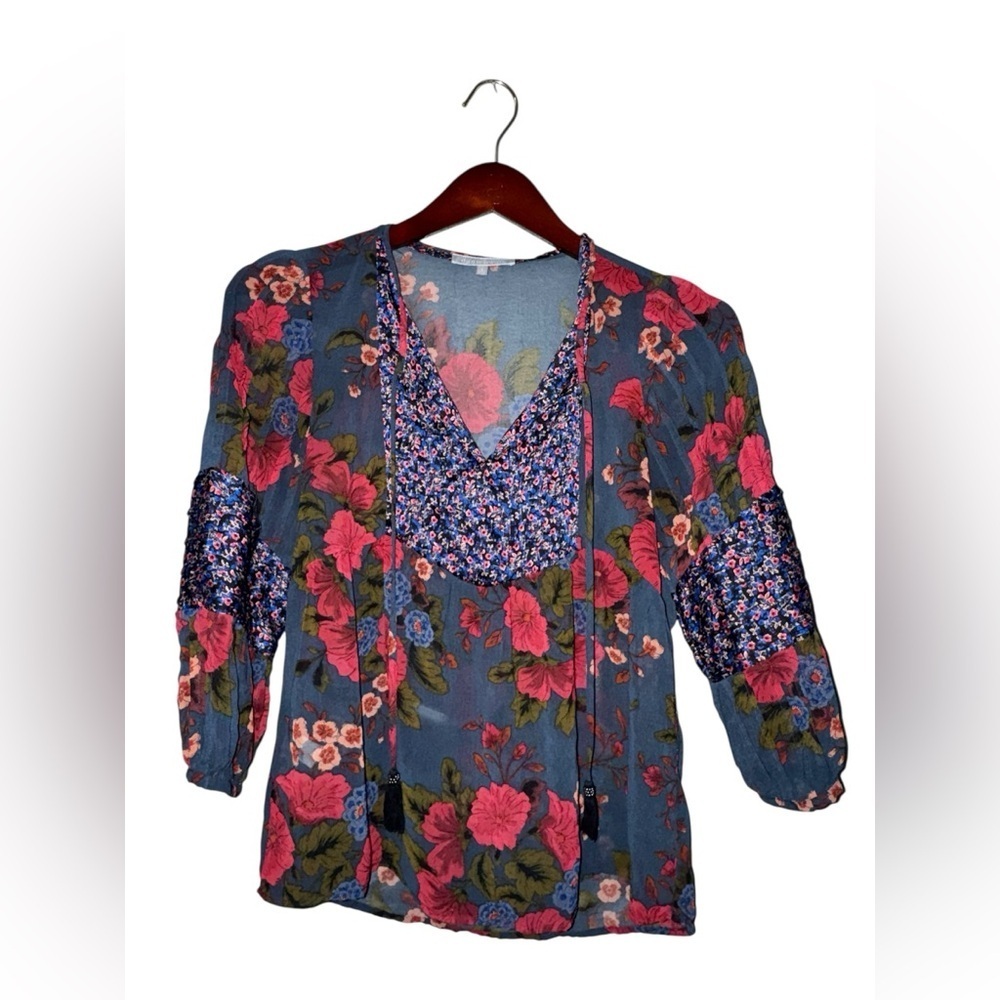 Daniel Rainn Floral Women's Top - Pink and Blue Size Small